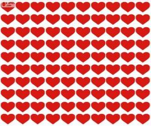 yapboz 100 kupa, yüz kalpleri Sevgililer Günü kutlamak için